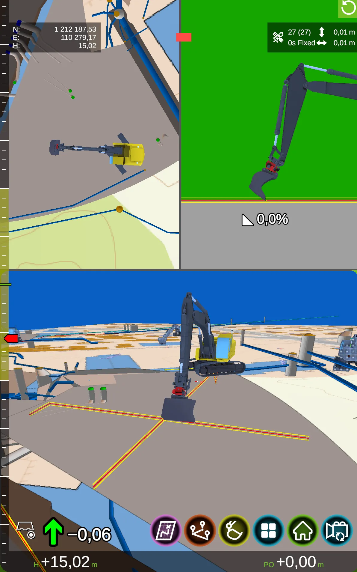 DigPilot 3D — Multi-view Machine Guidance Interface