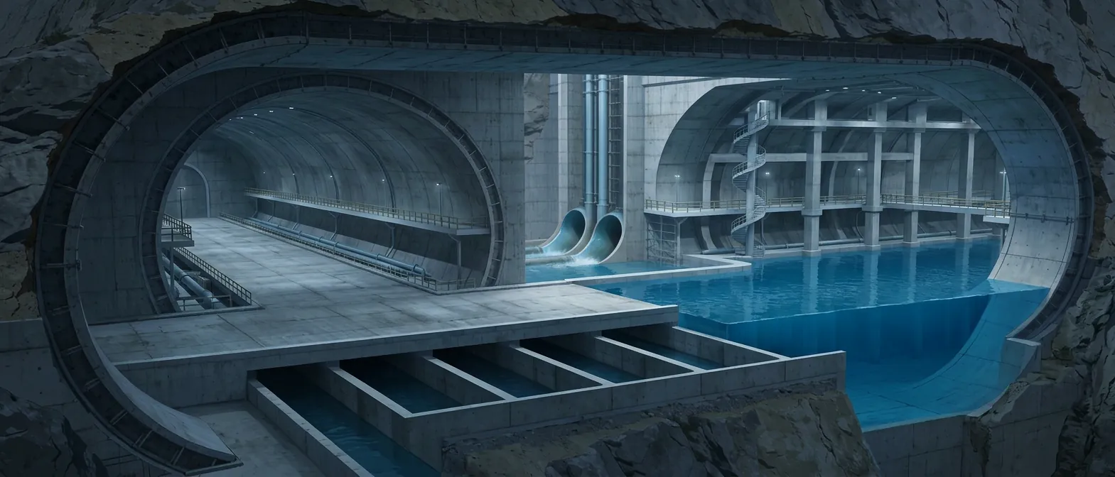 Cross-section of an underground wastewater treatment tunnel in Norway surveyed for dimensional control
